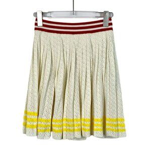 Gucci X Adidas Ivory Lace Knit Skirt With Red & Yellow Stripes Made In Italy Wom